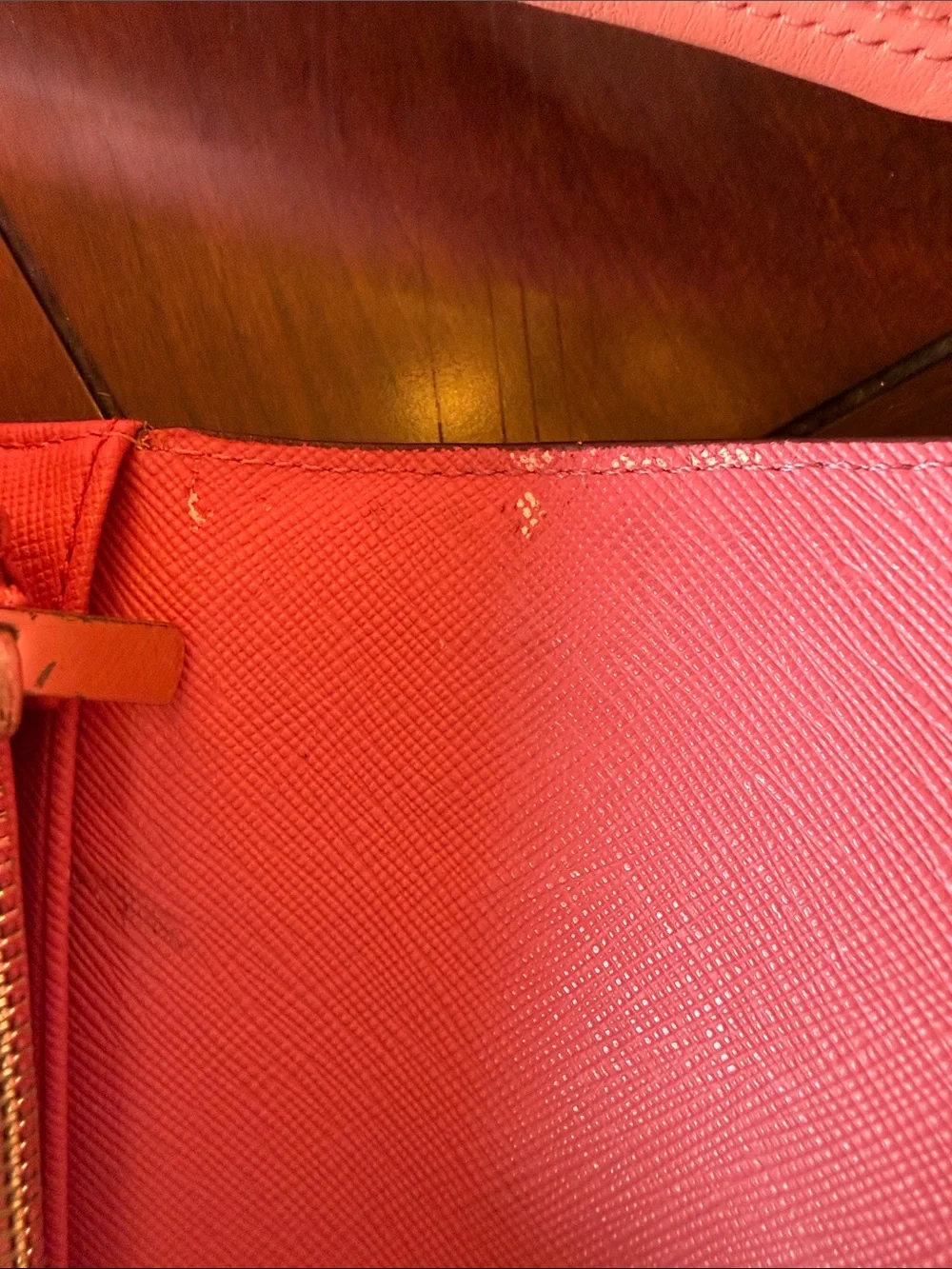 Coach Coral Leather Shoulder Bag with Coral Accent Wallet